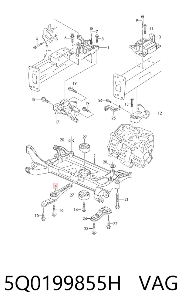 Soporte de motor trasero 5Q0199855H VAG