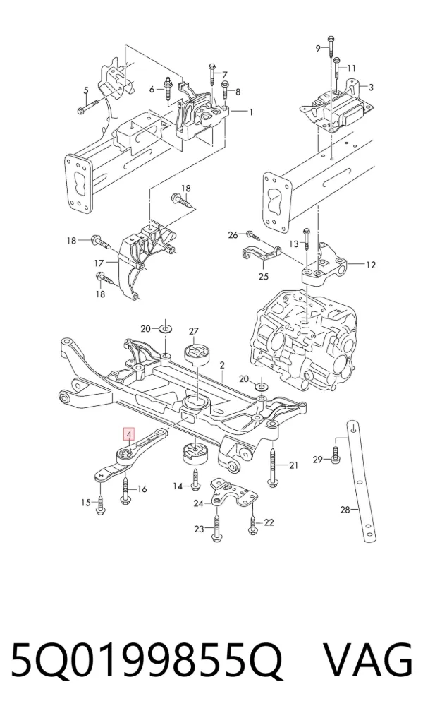 Soporte de motor delantero 5Q0199855Q VAG