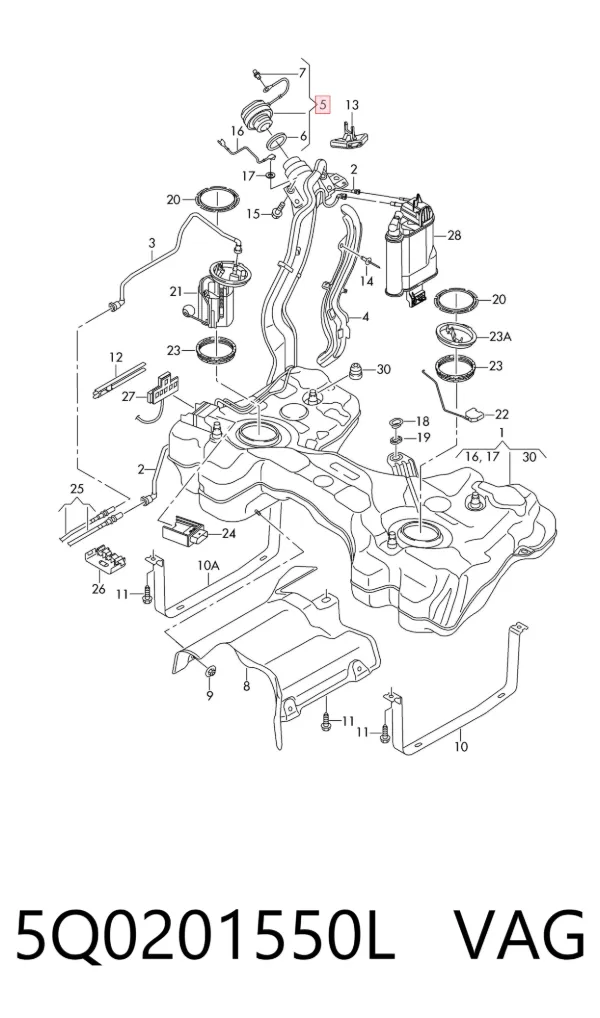 Tapa de depósito de combustible 5Q0201550L VAG