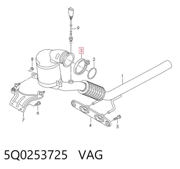 Abrazadera de sujeción delantera 5Q0253725 VAG