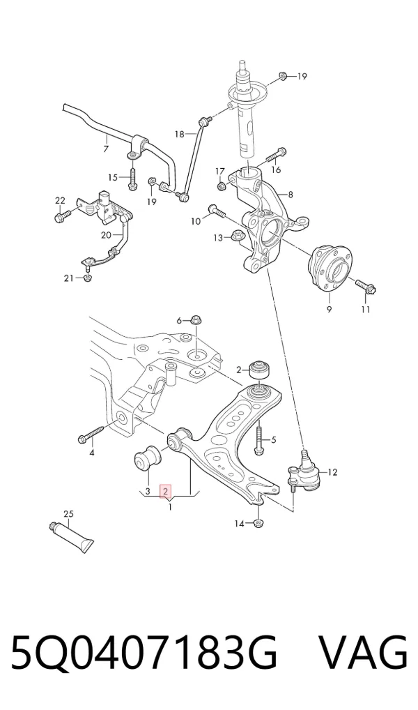 Silentblock del brazo de suspensión 5Q0407183G VAG