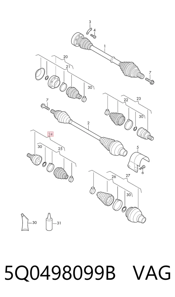Junta homocinetica 5Q0498099B VAG