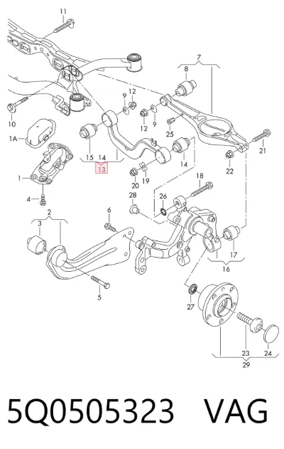 Brazo superior de suspensión trasera izquierdo/derecho VAG 5Q0505323