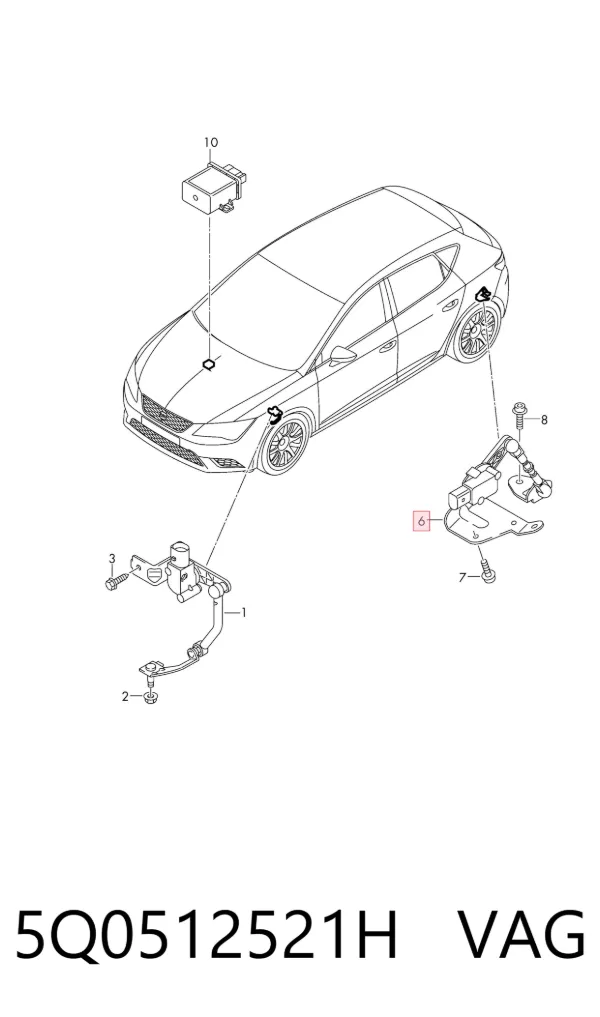 Sensor de nivel de carrocería trasero izquierdo 5Q0512521H VAG