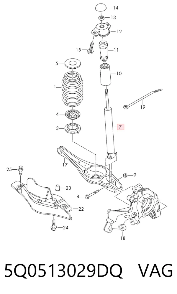 Amortiguador trasero 5Q0513029DQ VAG