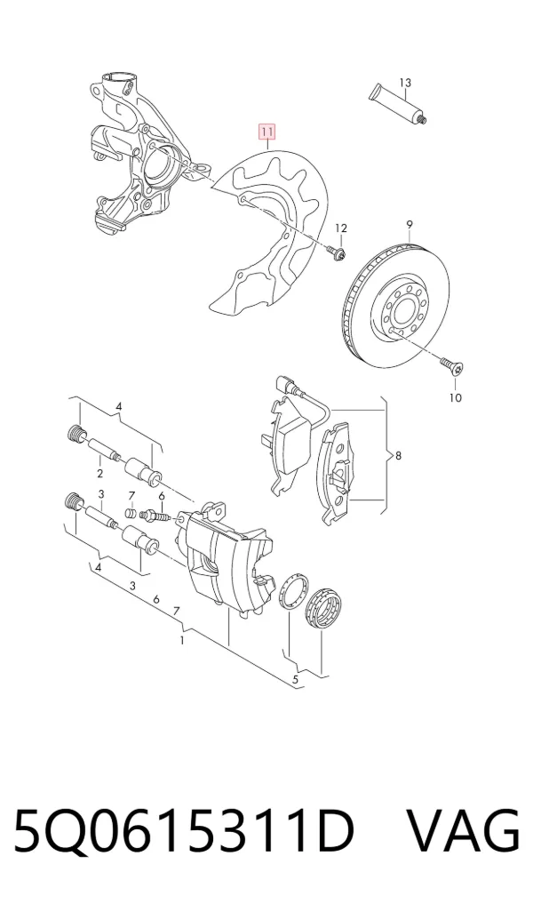 Protector del disco de freno delantero izquierdo 5Q0615311D VAG