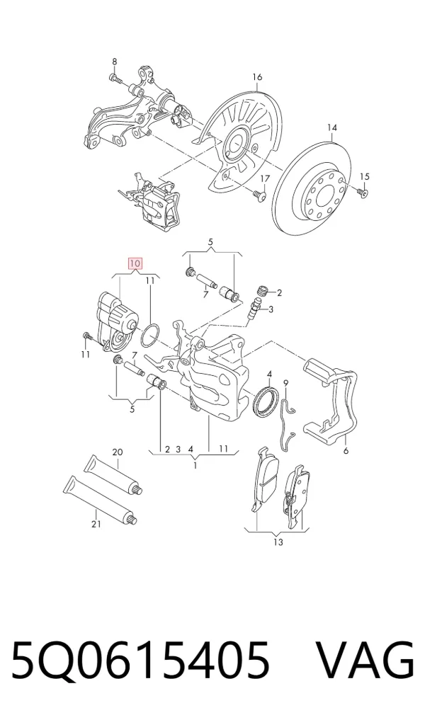 Motor del actuador de la pinza de freno trasera 5Q0615405 VAG