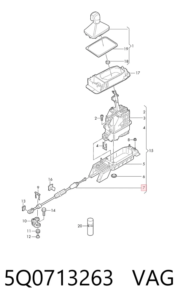 Cable de caja de cambios 5Q0713263 VAG
