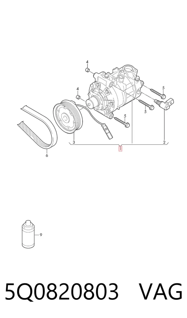Compresor de aire acondicionado 5Q0820803 VAG