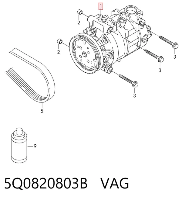 Compresor de aire acondicionado 5Q0820803B VAG