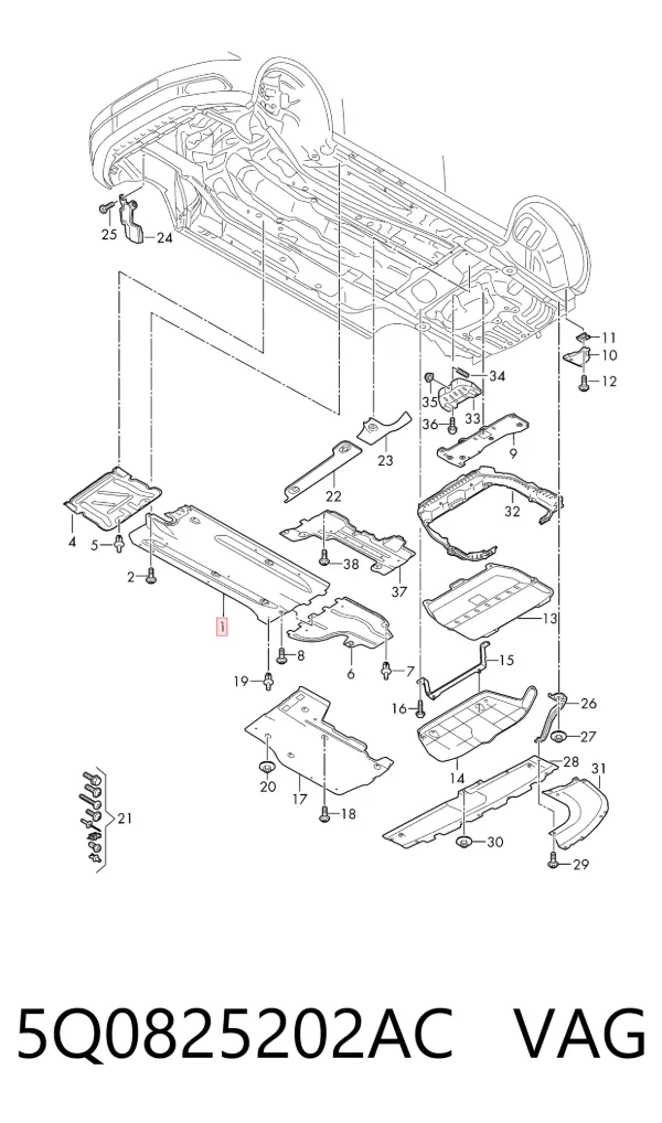 Protección inferior derecha 5Q0825202AC VAG