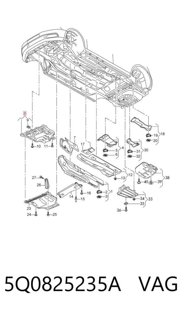 Protección delantera del motor 5Q0825235A VAG
