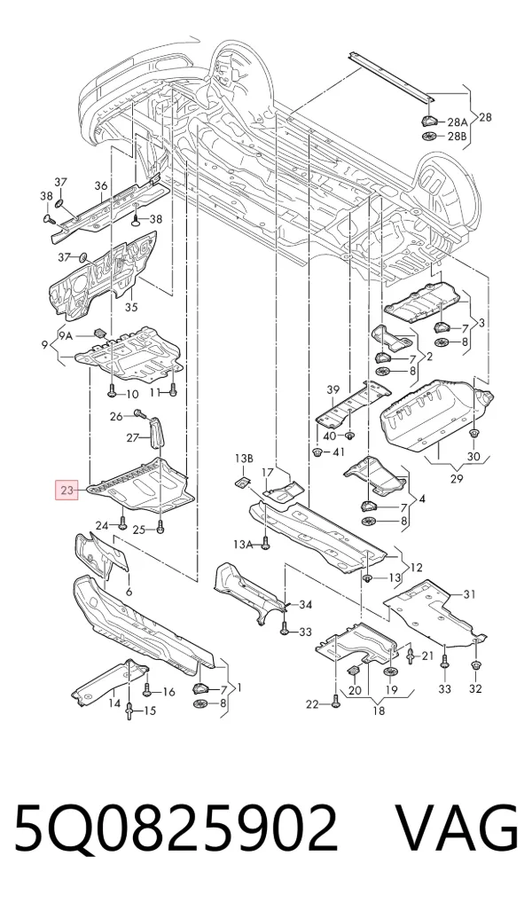 Protección motor / empotramiento 5Q0825902 VAG