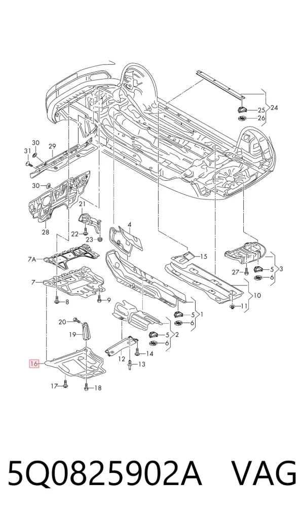 Protección motor / empotramiento 5Q0825902A VAG