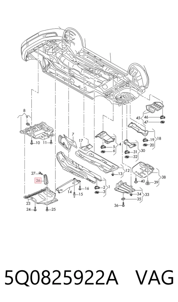 Soporte de protección del motor 5Q0825922A VAG