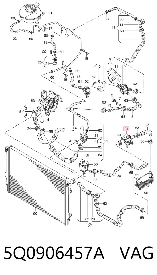 Válvula de control de líquido refrigerante 5Q0906457A VAG