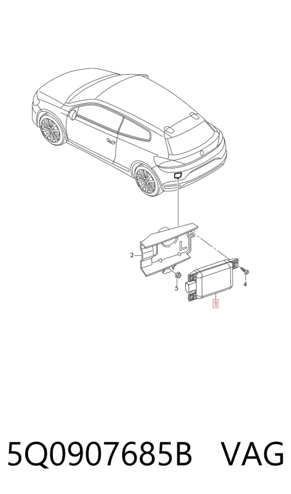 Sensor de ángulo muerto trasero 5Q0907685B VAG