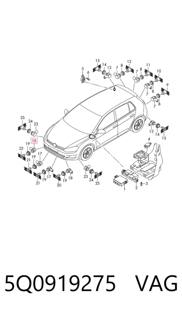 Sensor de aparcamiento trasero 5Q0919275 VAG