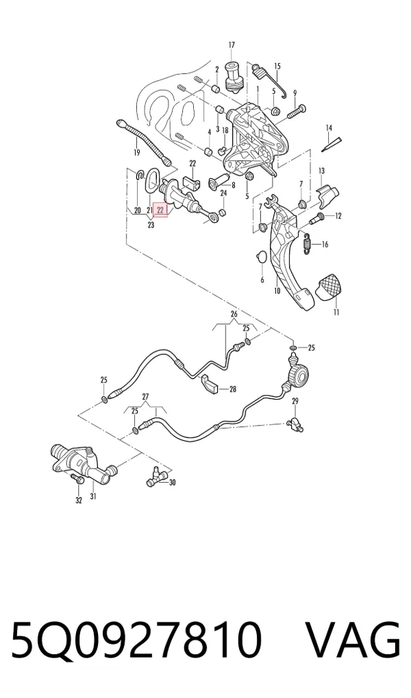Sensor de posición del pedal de embrague 5Q0927810 VAG