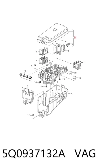 Tapa de la caja de fusibles VAG 5Q0937132A