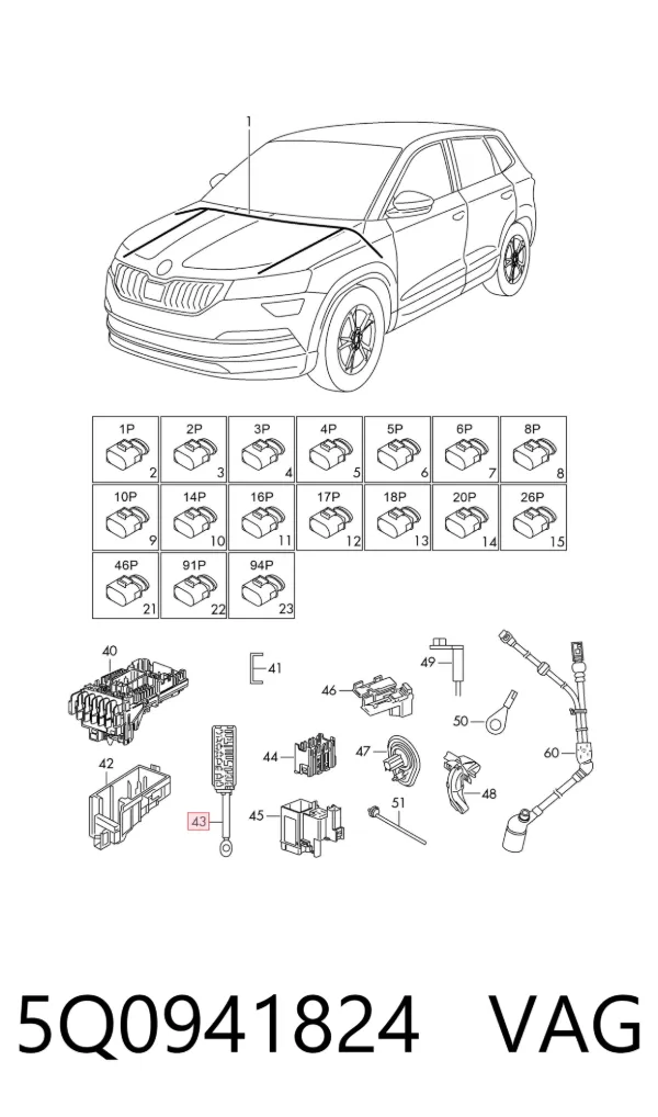 Caja de fusibles 5Q0941824 VAG