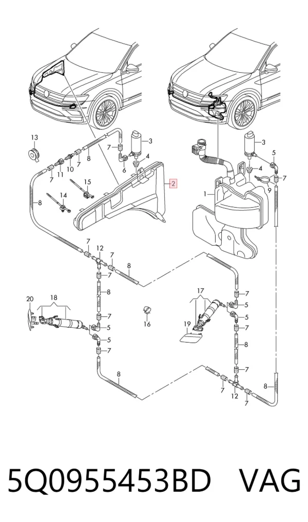 Depósito de limpiaparabrisas Audi Q2 GAB, GAG