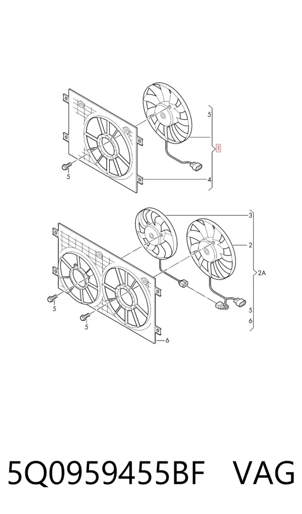 Ventilador de radiador 5Q0959455BF VAG