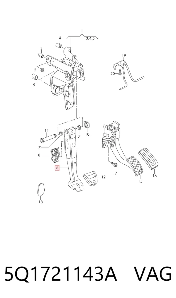 Pedal de freno 5Q1721143A VAG