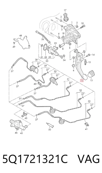 Pedal de embrague VAG 5Q1721321C