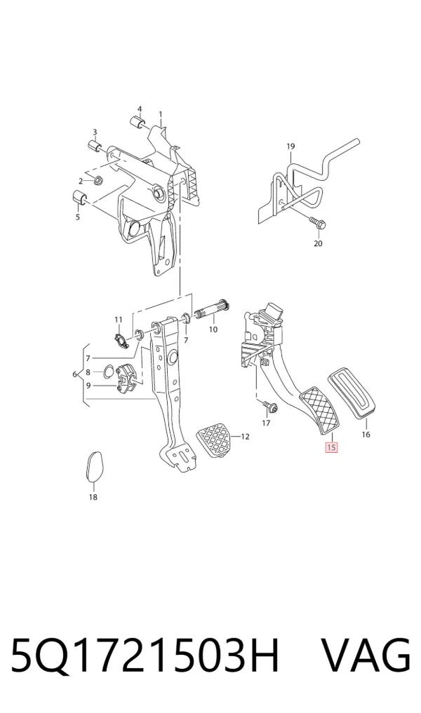 Pedal del acelerador 5Q1721503H VAG