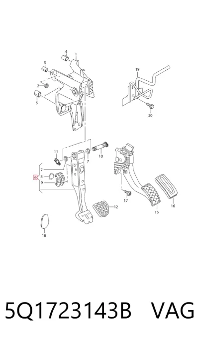 Pedal de freno VAG 5Q1723143B