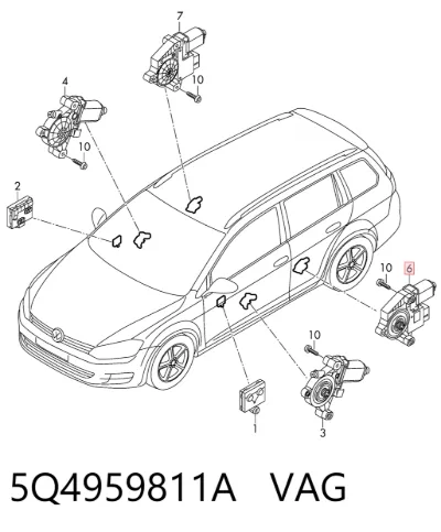 Motor del elevalunas de la puerta trasera izquierda VAG 5Q4959811A