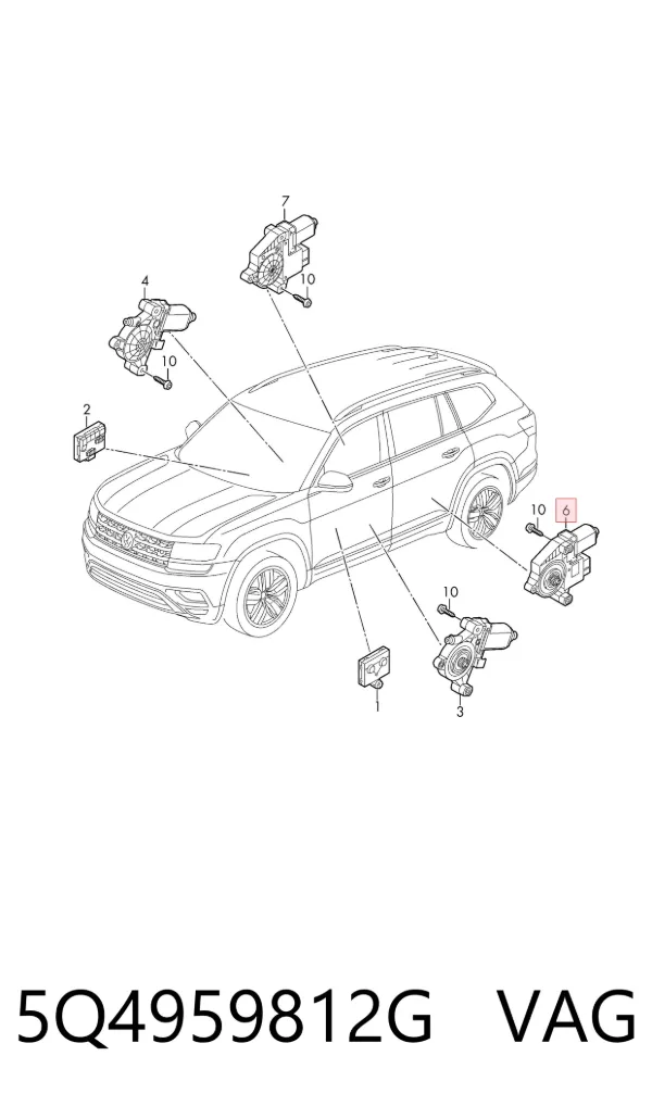 Motor del elevalunas de la puerta trasera derecha 5Q4959812G VAG