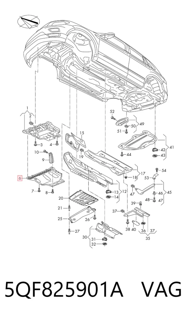 Protección motor / empotramiento 5QF825901A VAG