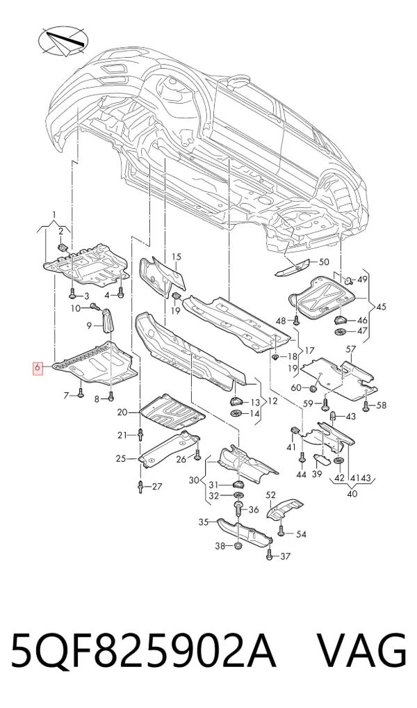 Protección motor / empotramiento 5QF825902A VAG