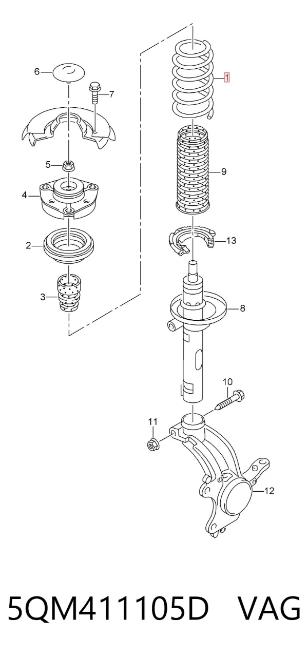 Muelle delantero 5QM411105D VAG