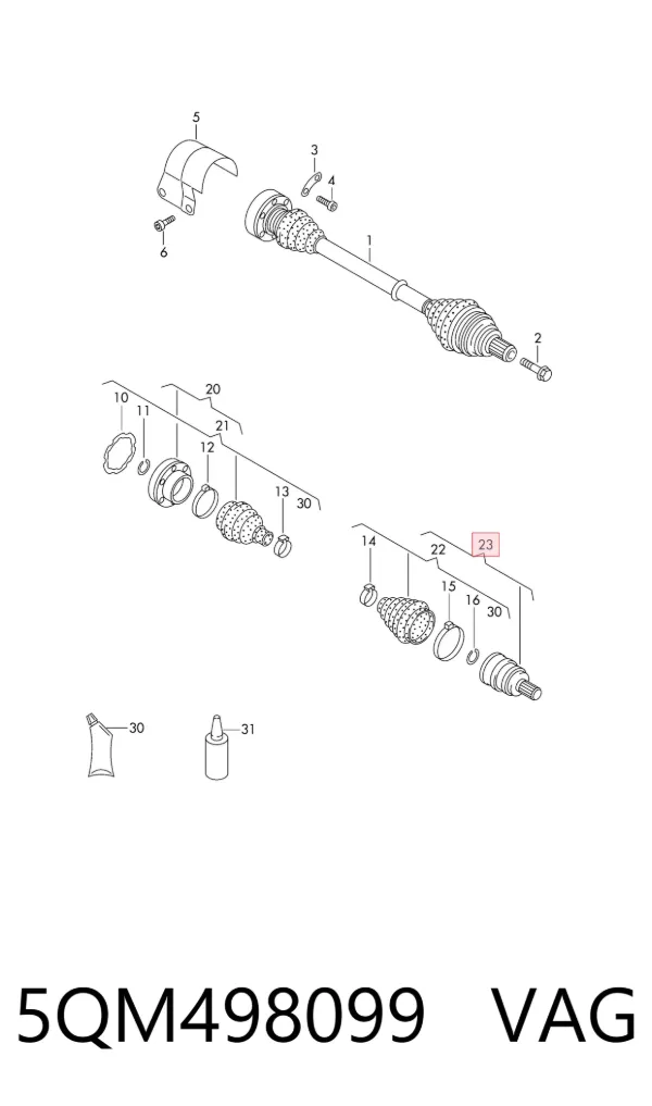 Junta homocinetica 5QM498099 VAG