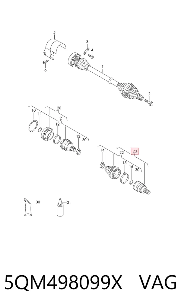 Junta homocinetica 5QM498099X VAG