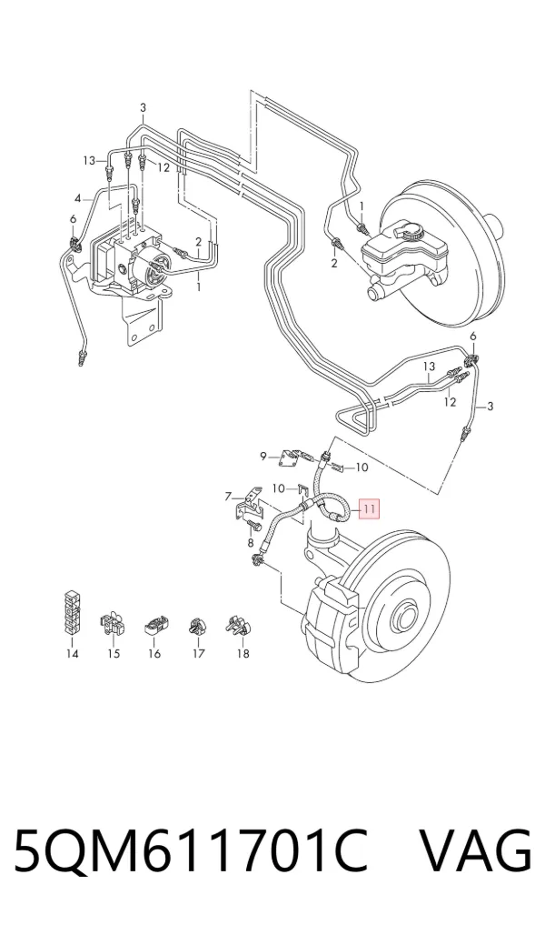 Latiguillos de freno delantero 5QM611701C VAG