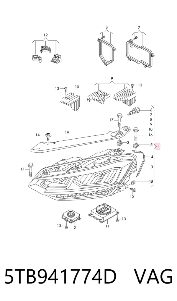 Faro derecho 5TB941774D VAG