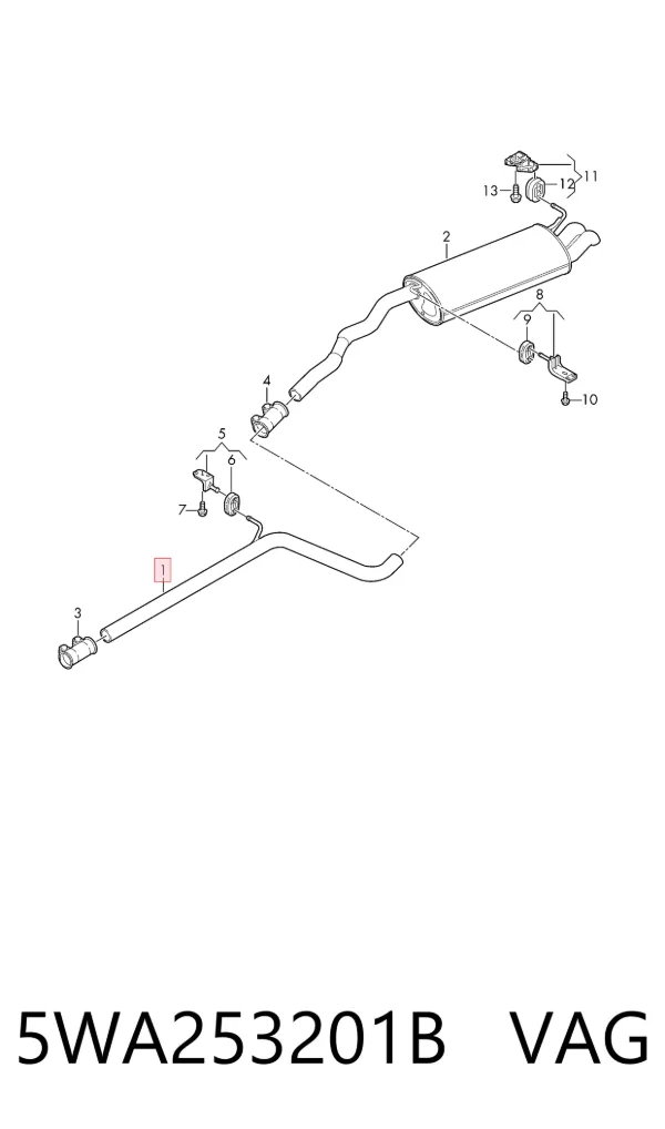 Tubo intermedio de escape 5WA253201B VAG