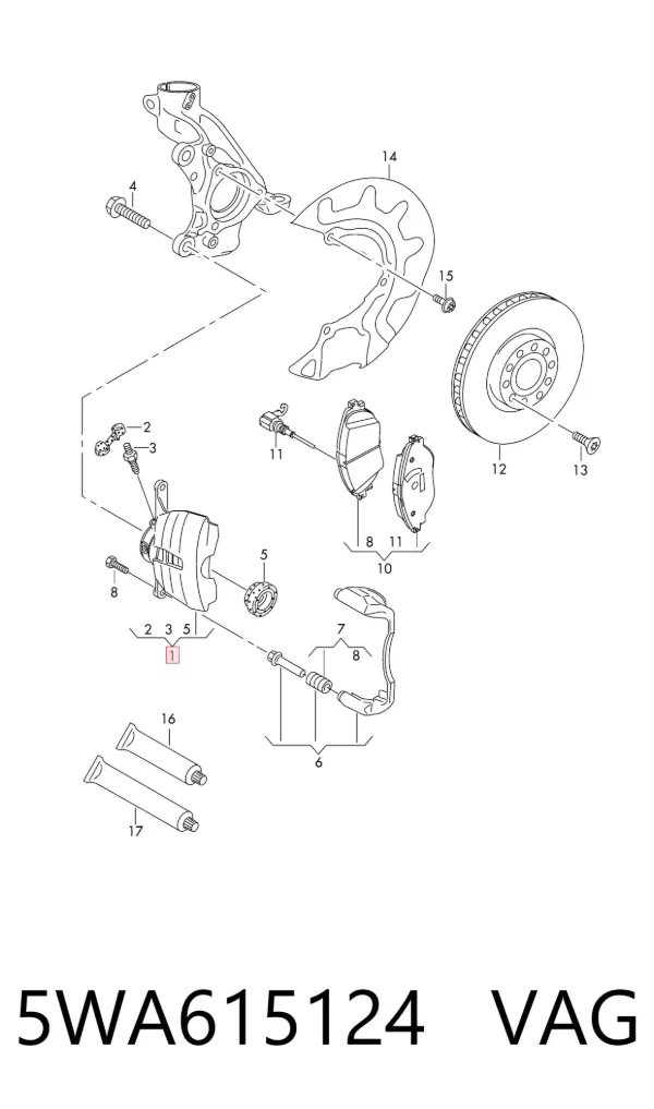 Pinza de freno delantera derecha 5WA615124 VAG