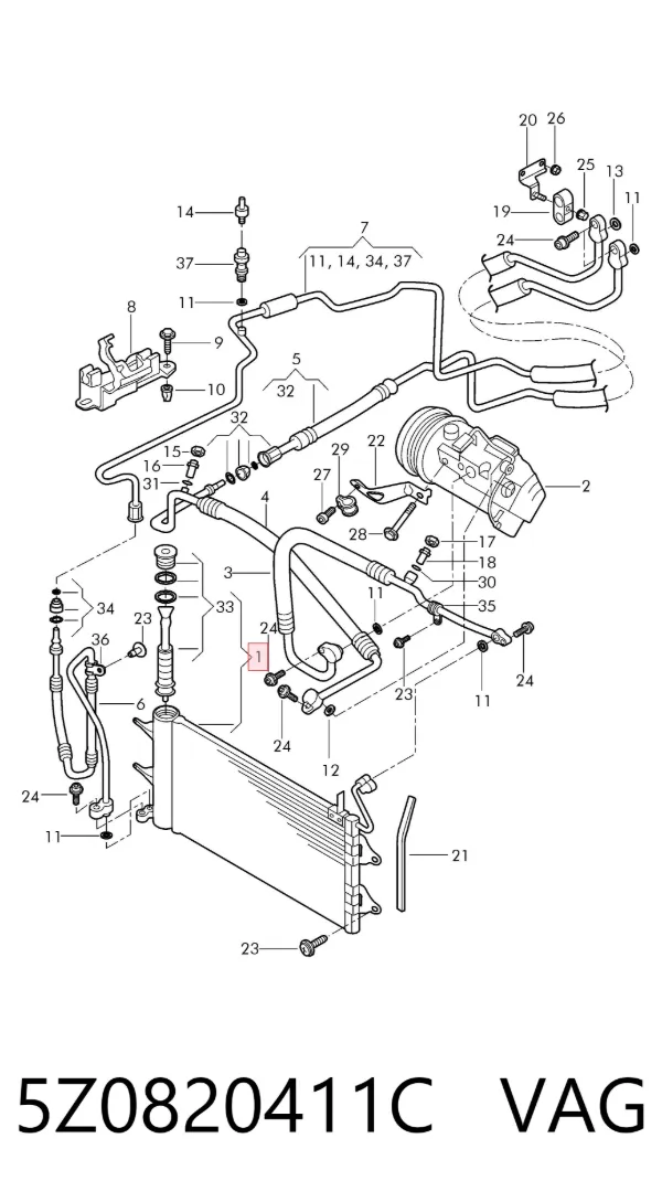 Condensador aire acondicionado 5Z0820411C VAG