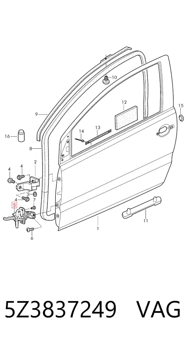 Limitador de apertura de puerta delantera 5Z3837249 VAG