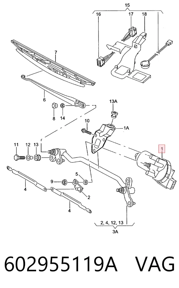 Motor limpiaparabrisas 602955119A VAG