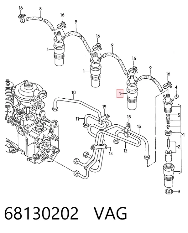 Inyector 68130202 VAG