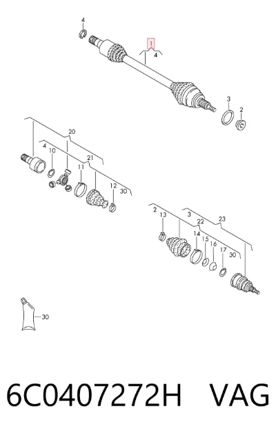 Semieje delantero derecho VAG 6C0407272H