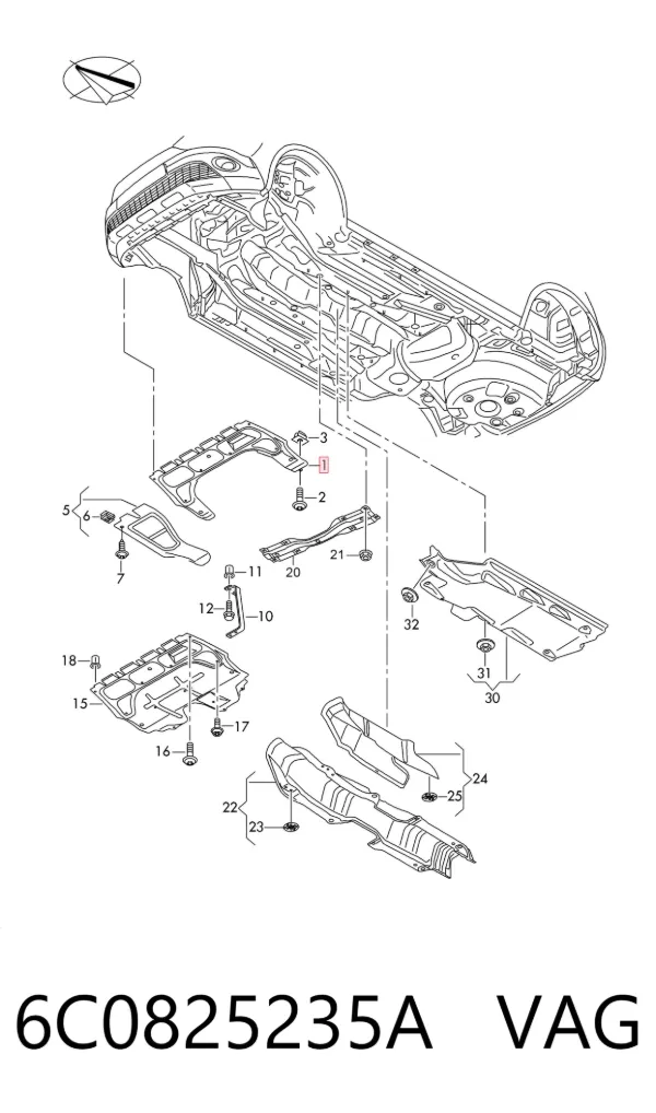 Protección motor / empotramiento 6C0825235A VAG