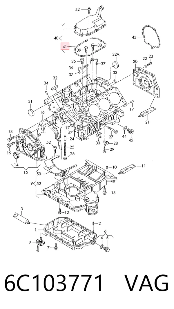 Junta de válvula de ventilación del cárter 6C103771 VAG
