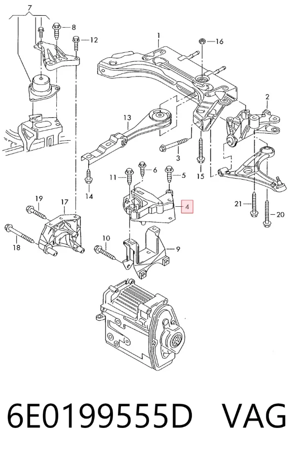 Soporte izquierdo del motor 6E0199555D VAG